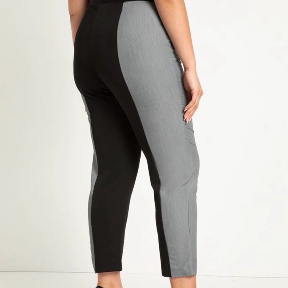 Eloquii Two Tone Colorblock Black Gray Ankle Pants Career Tapered Plus Size 22 - Picture 4 of 7